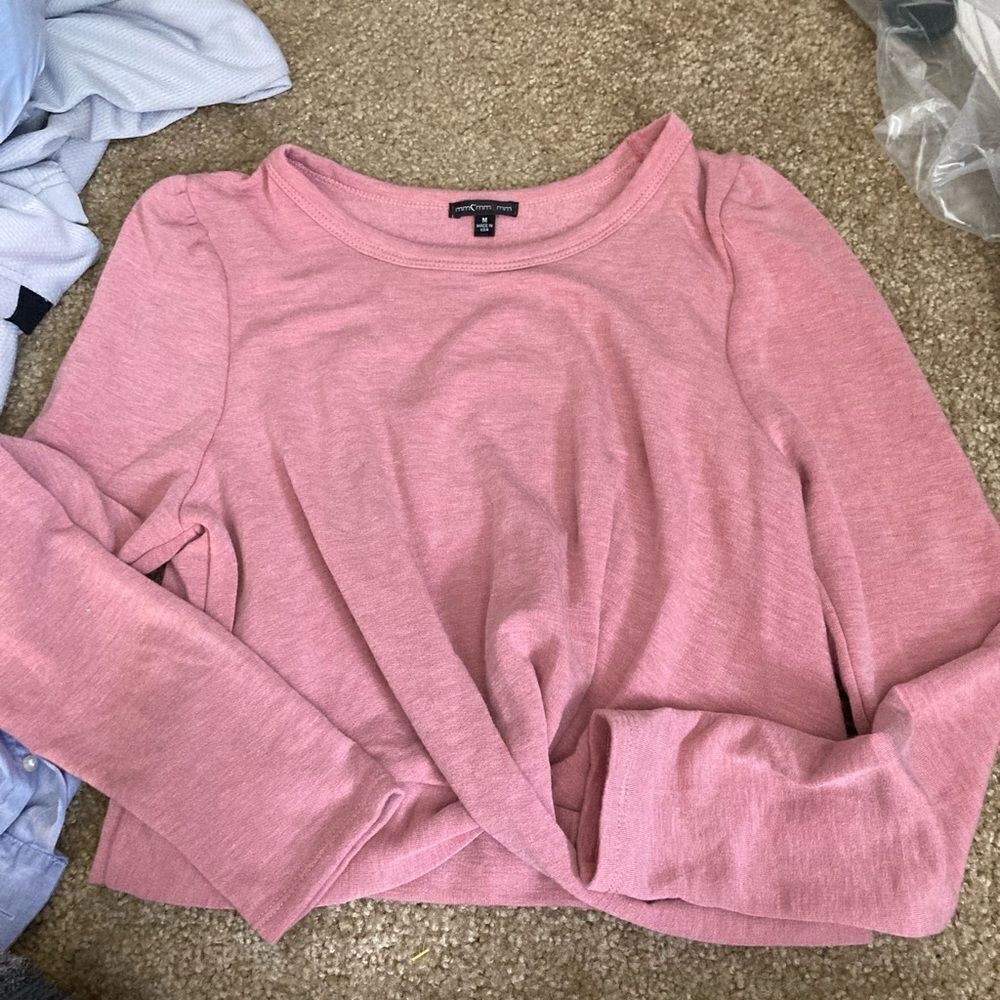 Womens mmm Pink Thin Cropped Sweater